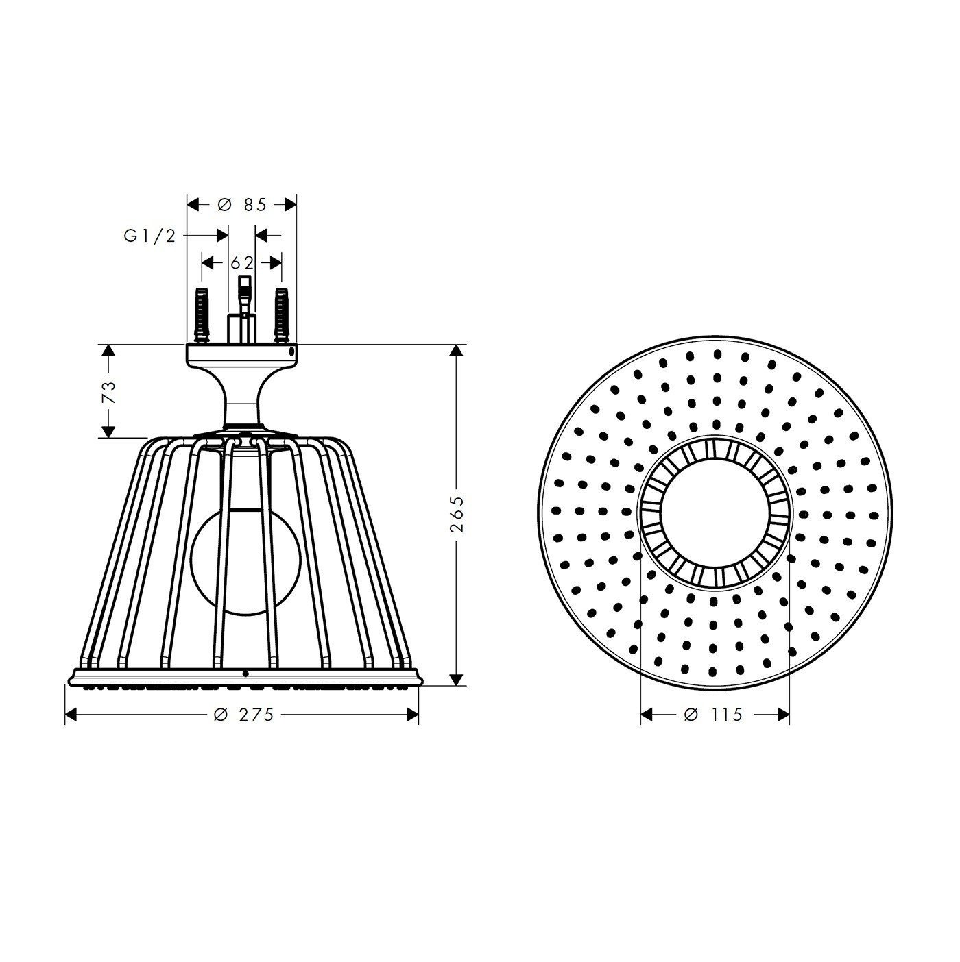 AXOR LampShower 26032950 Верхний душ с Led светильником Ø 275 см