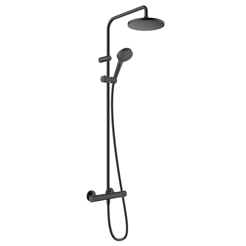 Душевая система Hansgrohe Vernis Blend с матово-черным термостатом, 26276670 - черный обсидиан